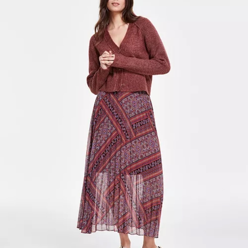 Steve Madden Burgundy Paisley A-Line Skirt